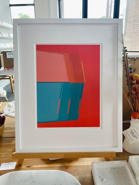 Bauhaus Modern Geometric Art Prints - Pair - Framed