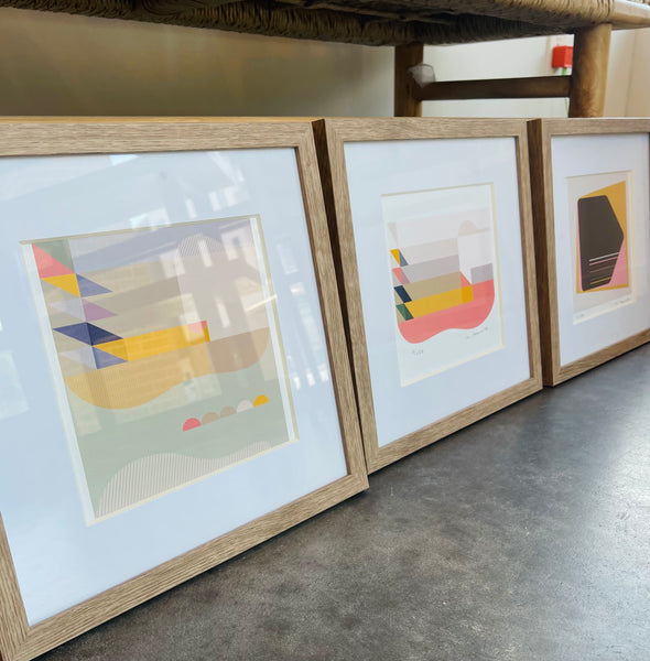 Geometric Art Print Set of 3 - Framed